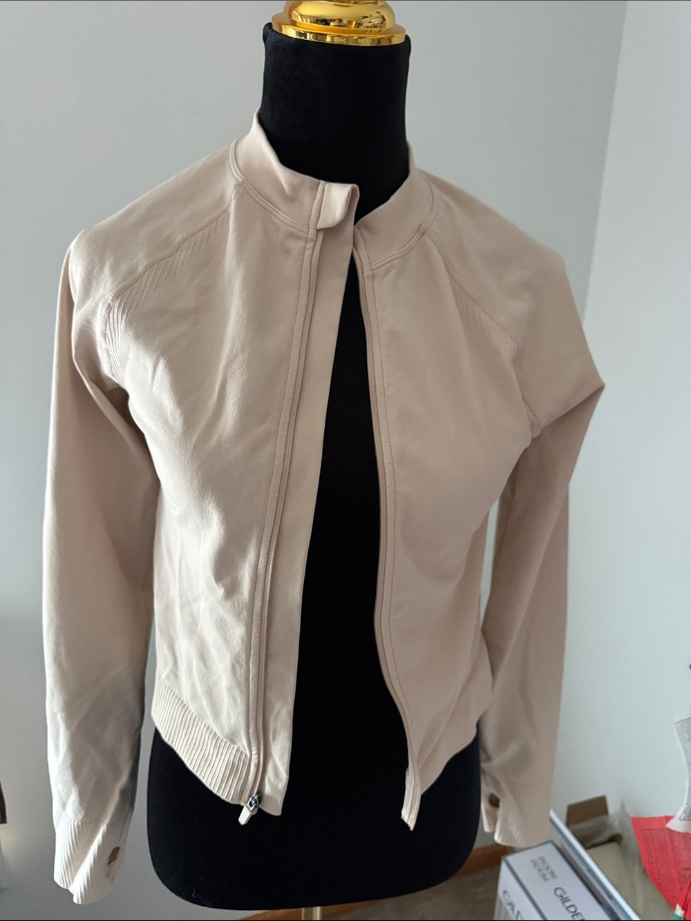 NWOT JoyLab Soft Cream Leather Zip Jacket